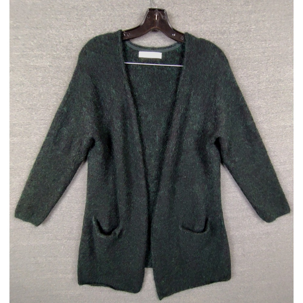 Sofie Schnoor Womens Sweater XS Dark Green Mohair Wool Cardigan Quiet Luxury